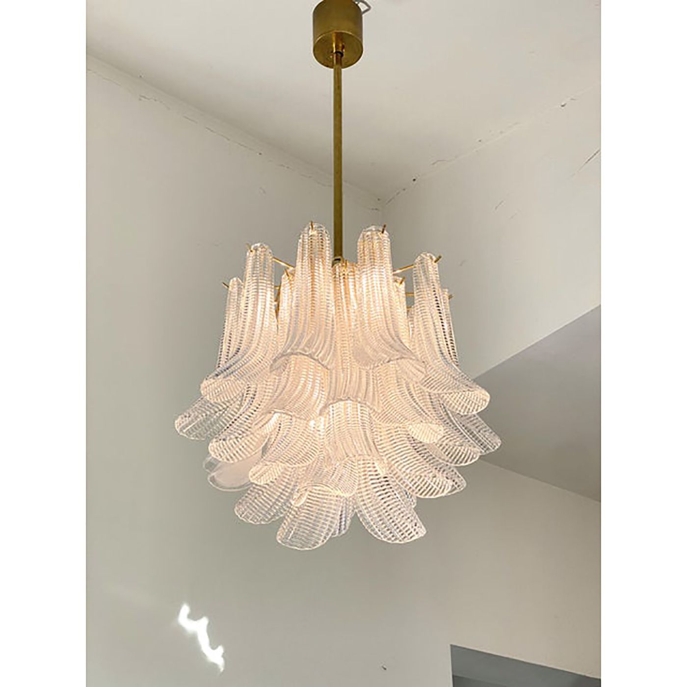 Contemporary Murano Style Glass "Sella" Chandelier With Gold 24k Metal Frame In Mazzega Style photo 5200.0