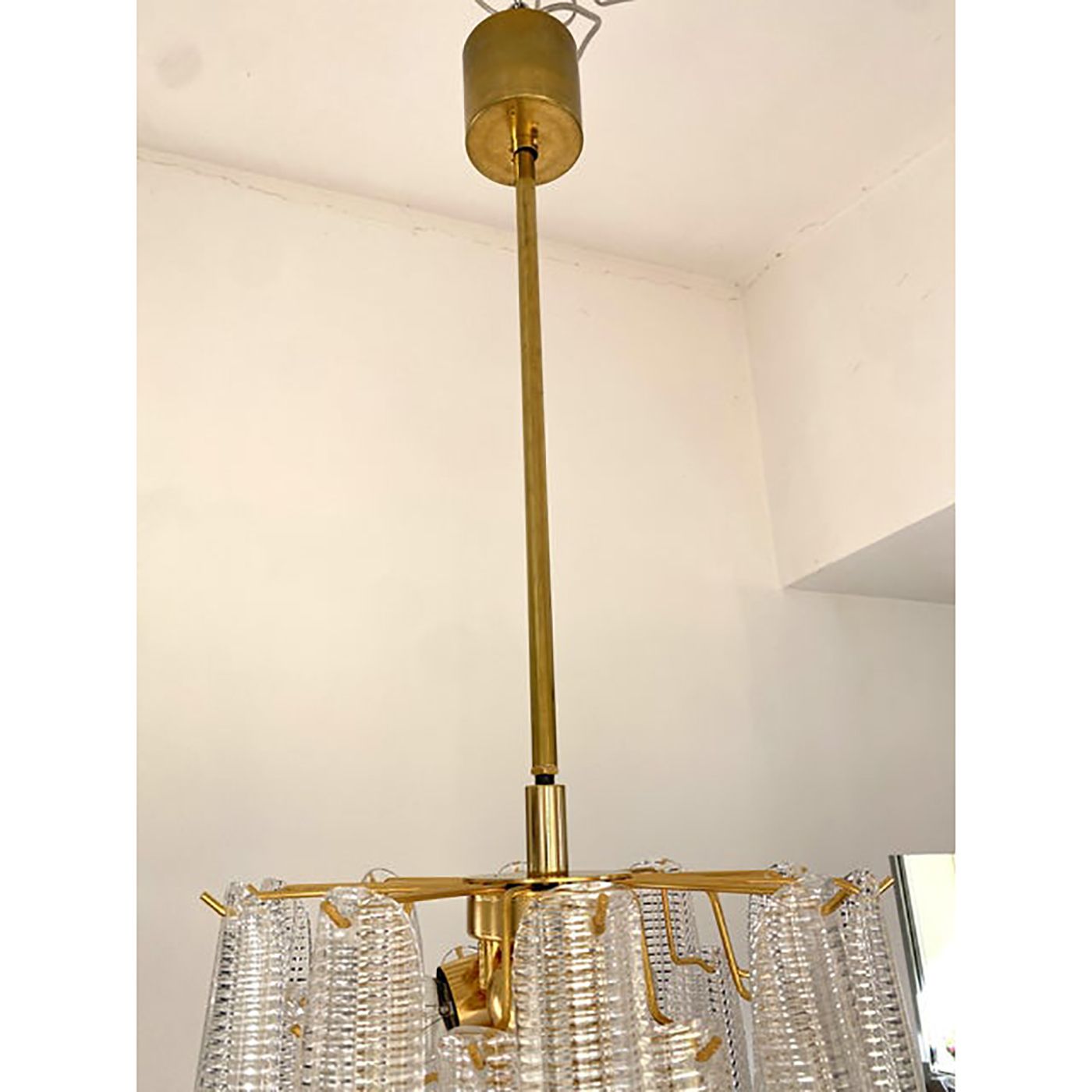 Contemporary Murano Style Glass "Sella" Chandelier With Gold 24k Metal Frame In Mazzega Style photo buy