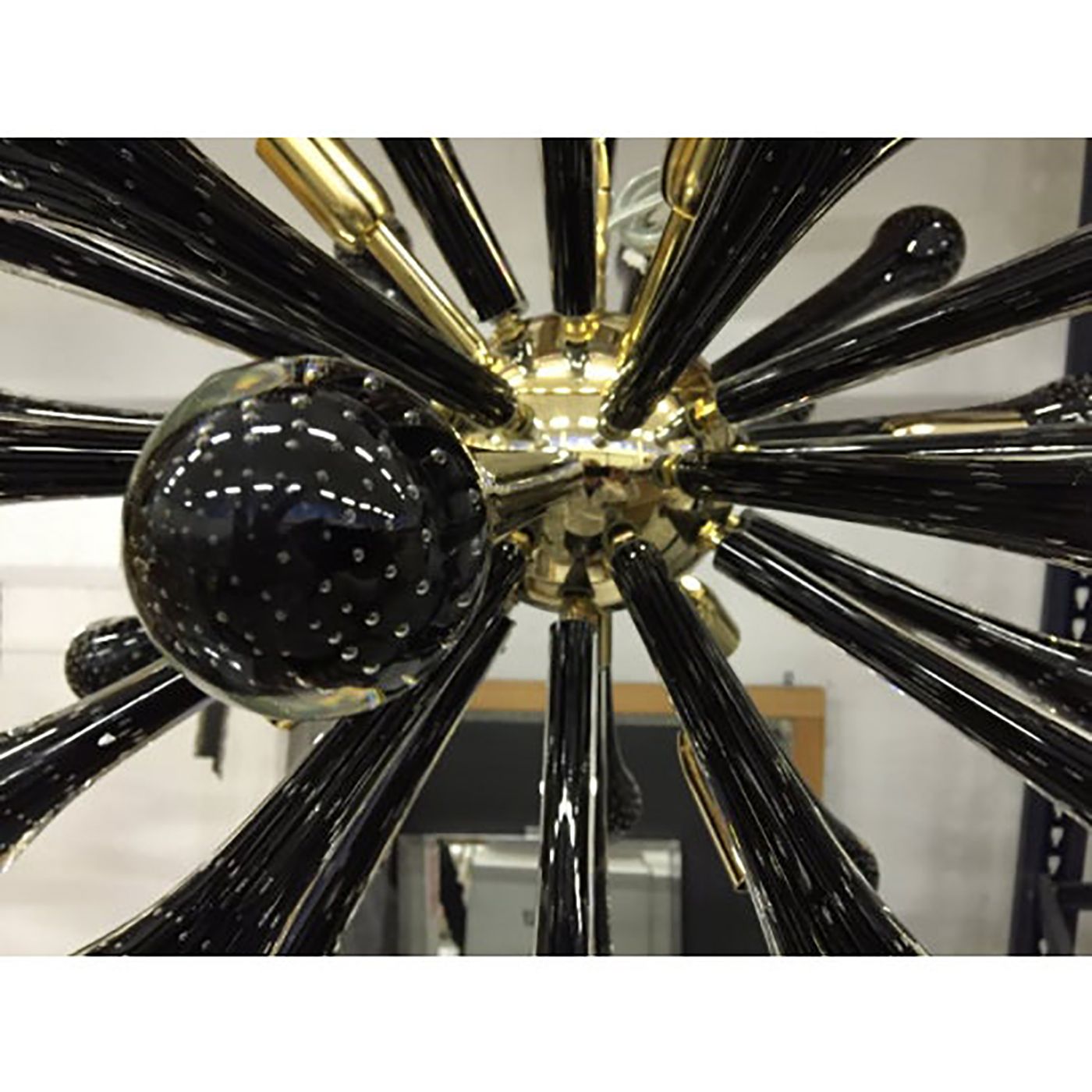 Italian Murano Style Glass Sputnik Gold With Black Drops Chandelier photo Lighting