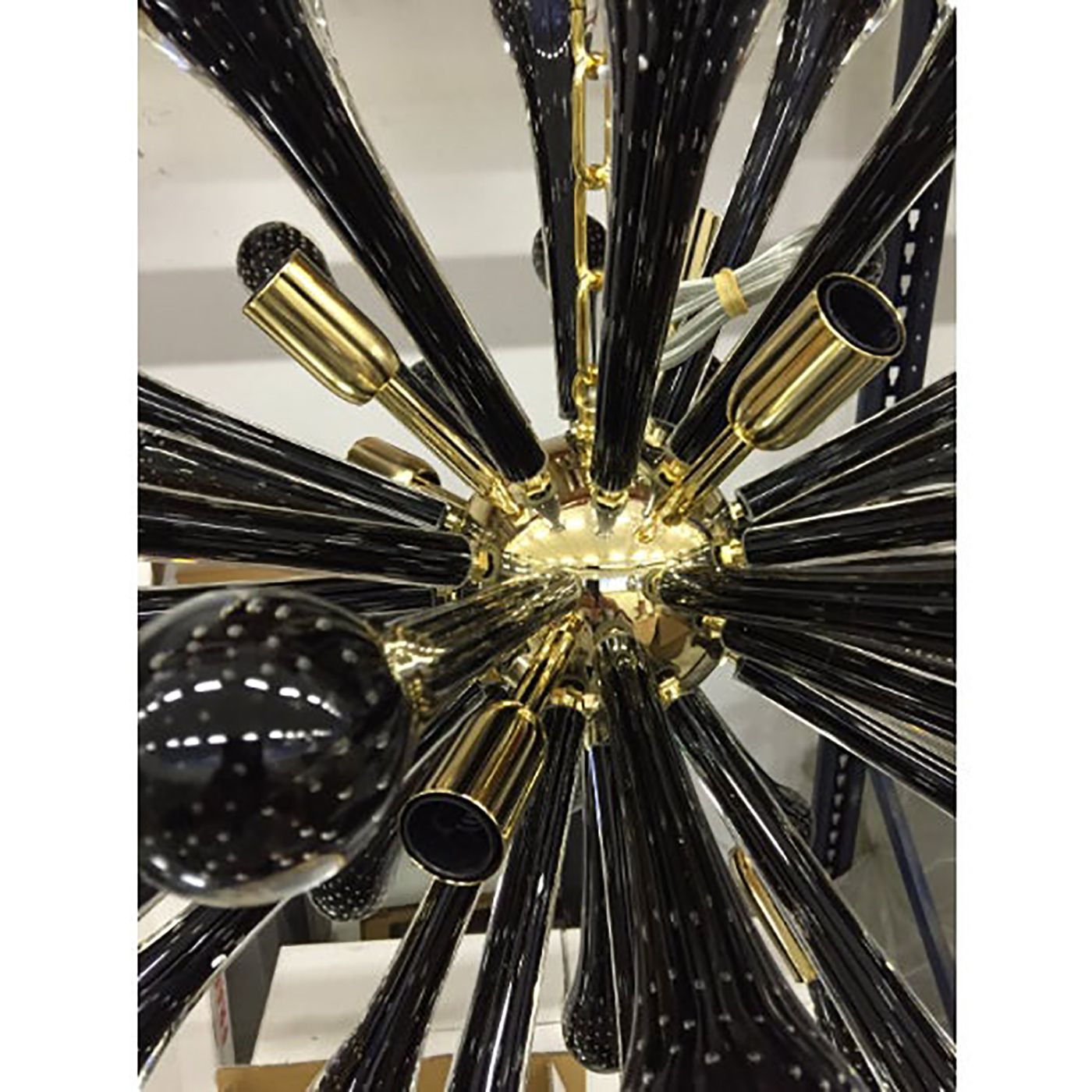 Italian Murano Style Glass Sputnik Gold With Black Drops Chandelier photo buy