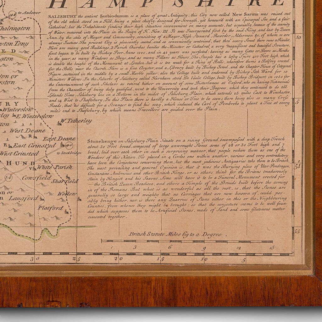 photo for sale Large Antique Wiltshire Map, County Cartography, Framed, English, 18th Century