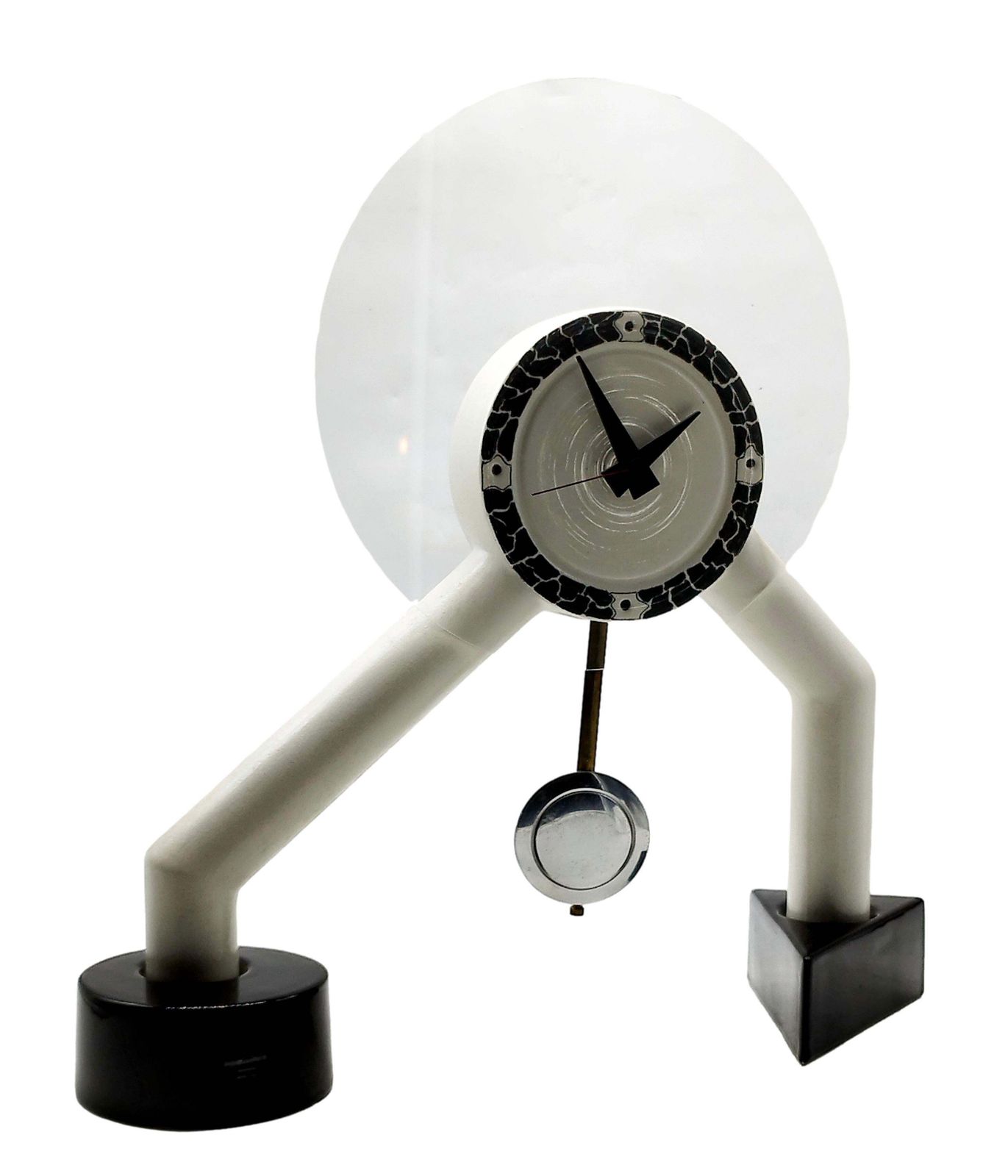 Dalla Bassa Maria Ceramiche Memphis Ceramic Table Clock, Italy 1980s photo for sale