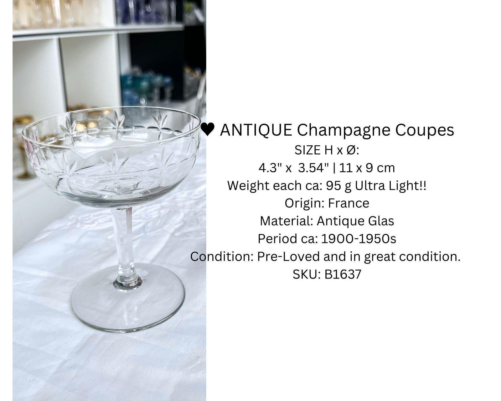 photo furniture Antique Champagne Coupes | 6pcs | French Dots Decorations