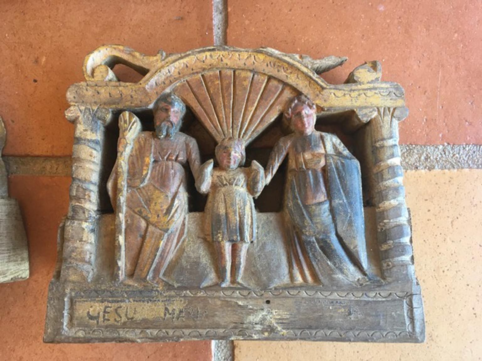 Italy Sicily Late 19th Century Set Of 4 Kitchen Wooden Tiles With Rural Scenes photo Home Fixtures