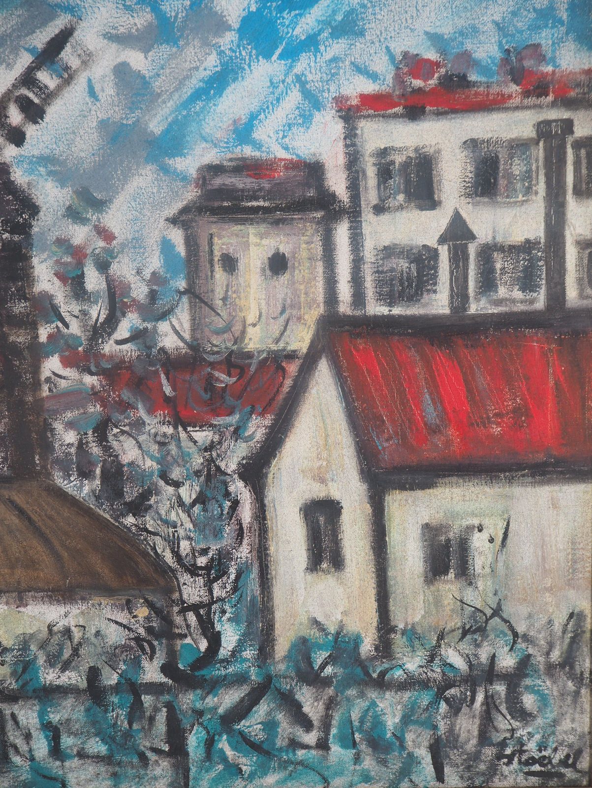 Edgar Stoëbel Paris : Old Windmill In Montmartre   Original Oil On Canvas, Signed photo Art