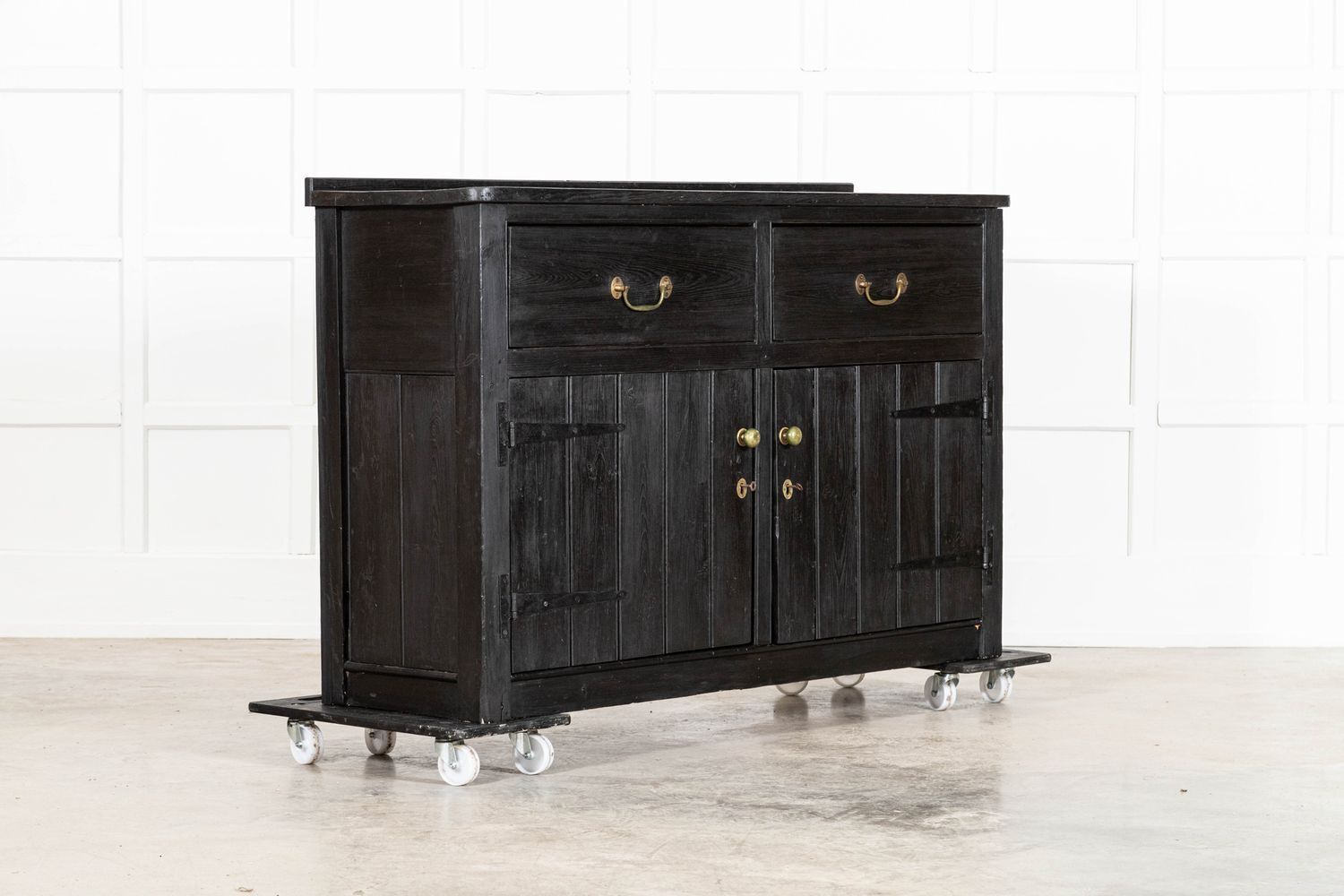 19thc English Ebonised Country Pine Dresser Base