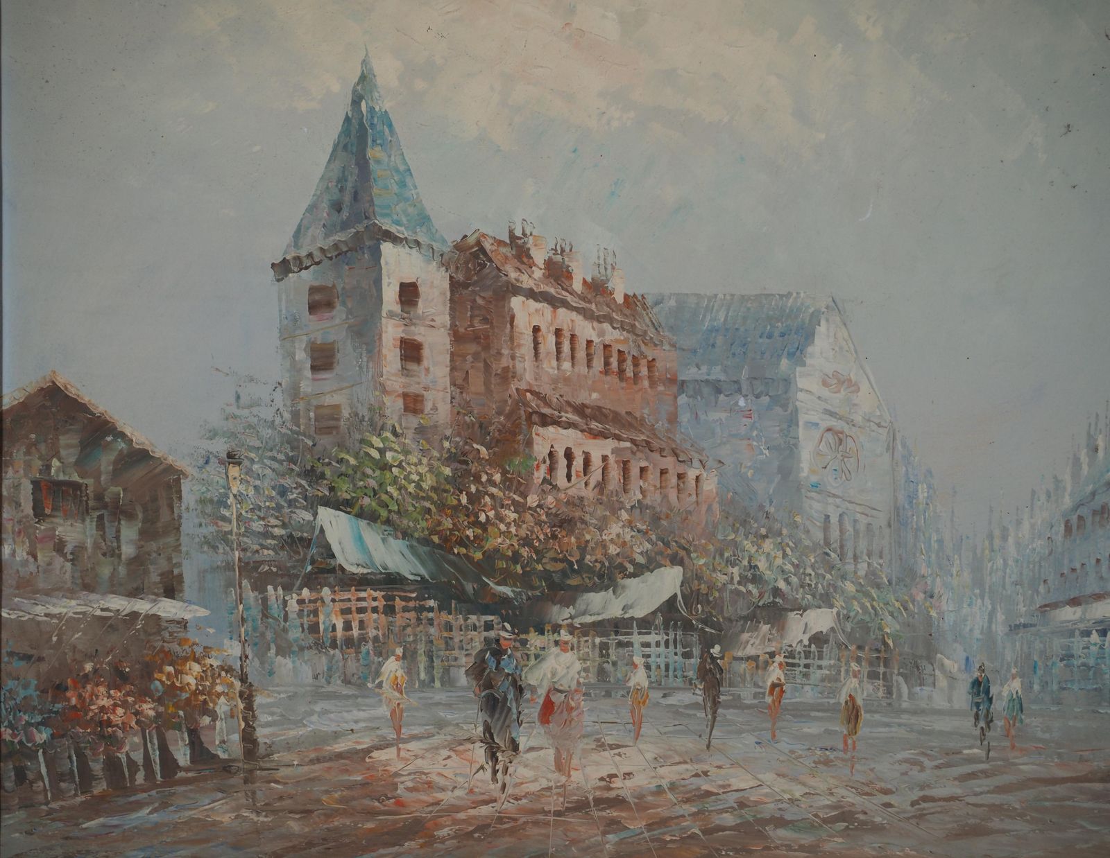 Afternoon In The City   Oil On Canvas With Frame photo for sale