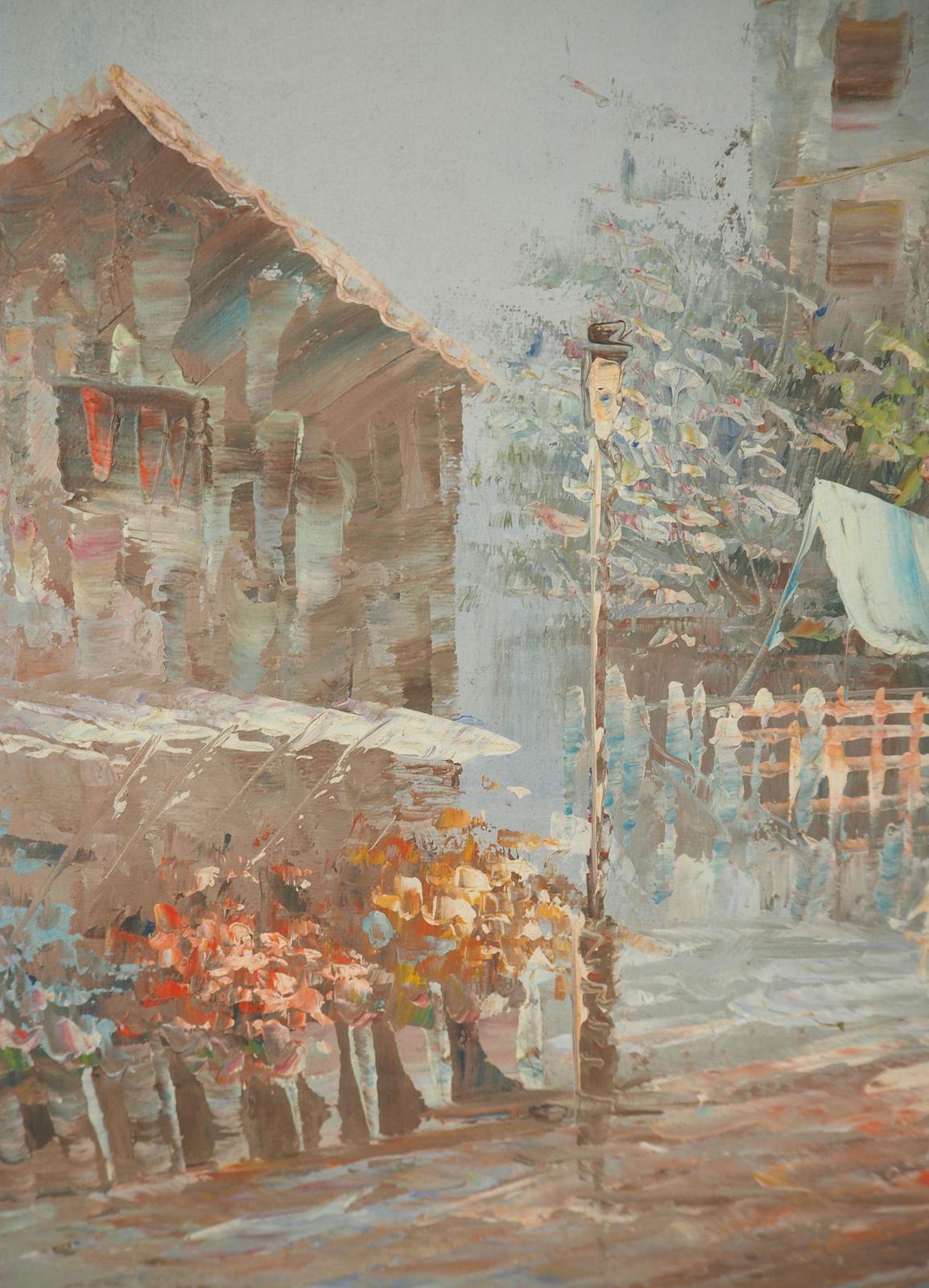 Afternoon In The City   Oil On Canvas With Frame photo vintage