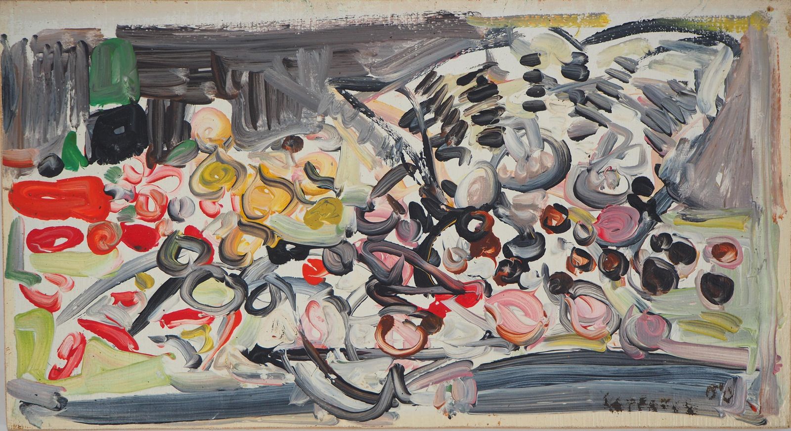 André Cottavoz Still Life With Basket Of Fruits   Original Oil Painting, Signed 1960 photo for sale