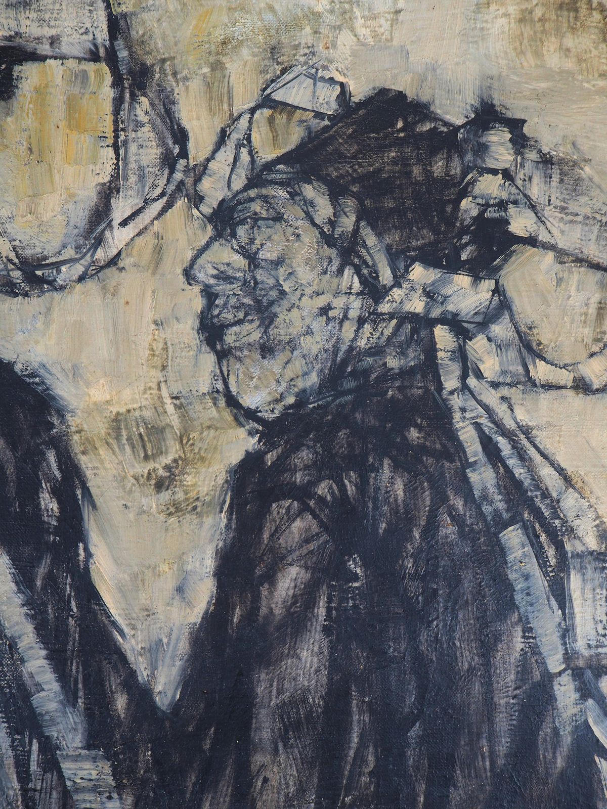 Two Women With Traditional Brittany Dress   Original Oil On Canvas, Signed 1954 photo 2999.0