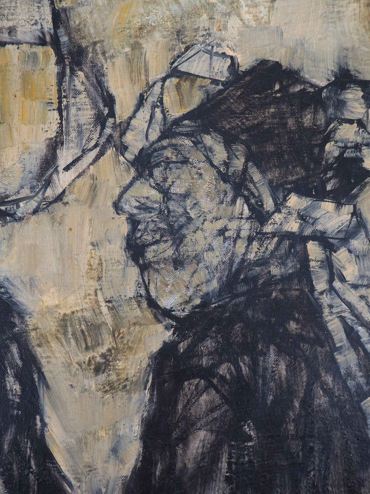 Two Women With Traditional Brittany Dress   Original Oil On Canvas, Signed 1954 photo buy