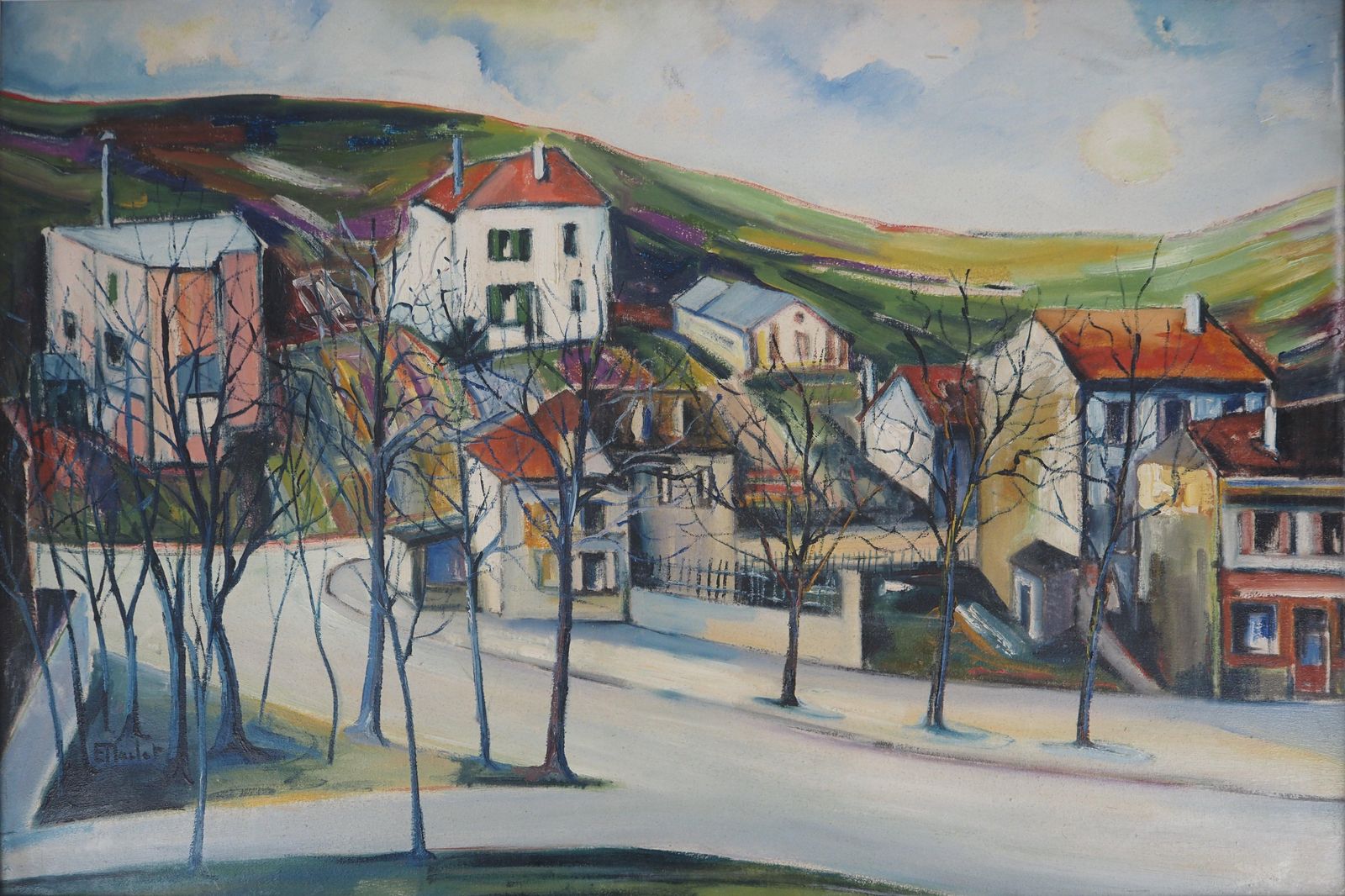 Normandy : Small Traditional Village   Oil Painting On Canvas   Signed photo furniture