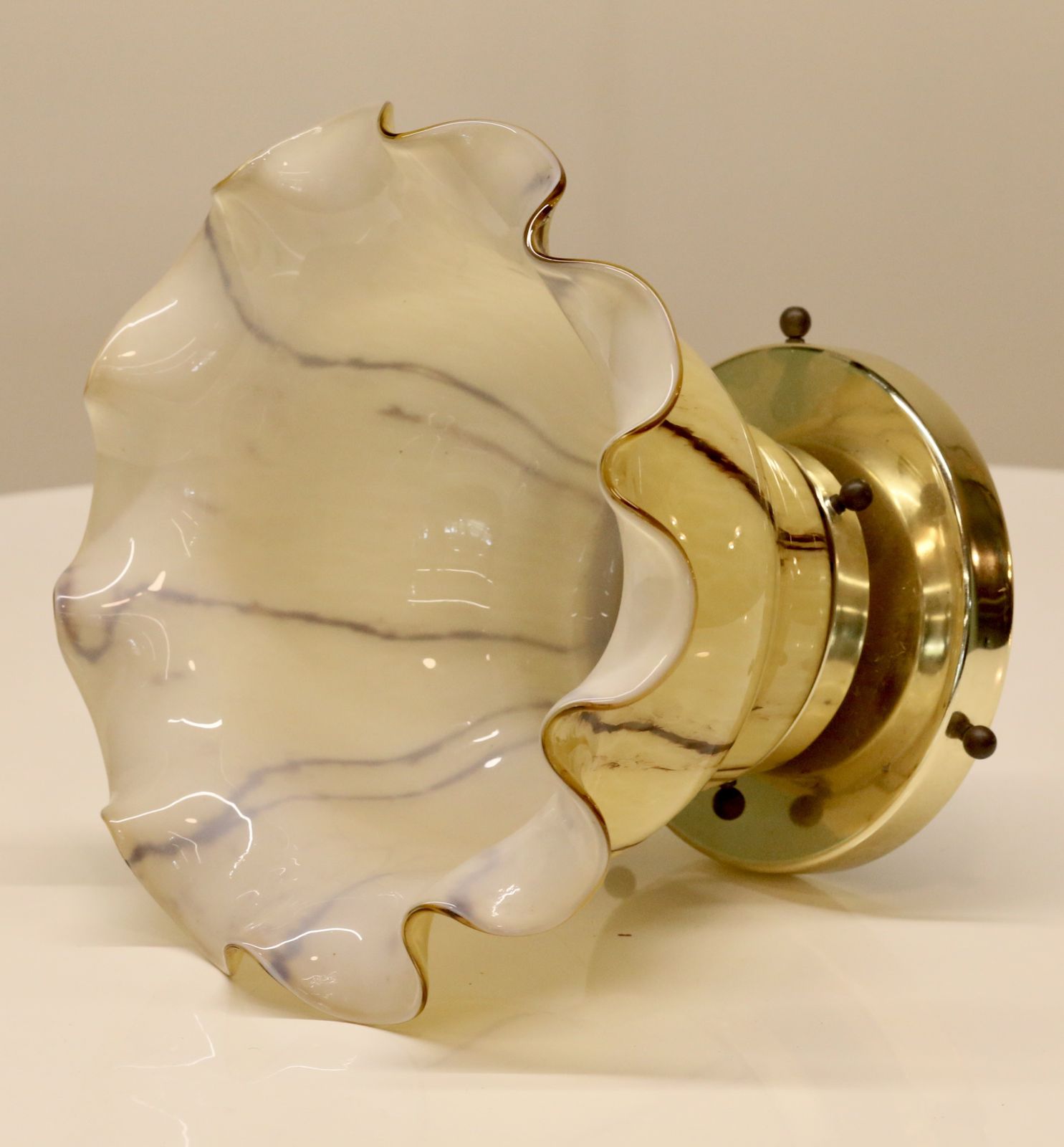 photo vintage Fine Pair Vintage Peill & Putzler Ruffled Glass Ceiling/Wall Lights, 1970s