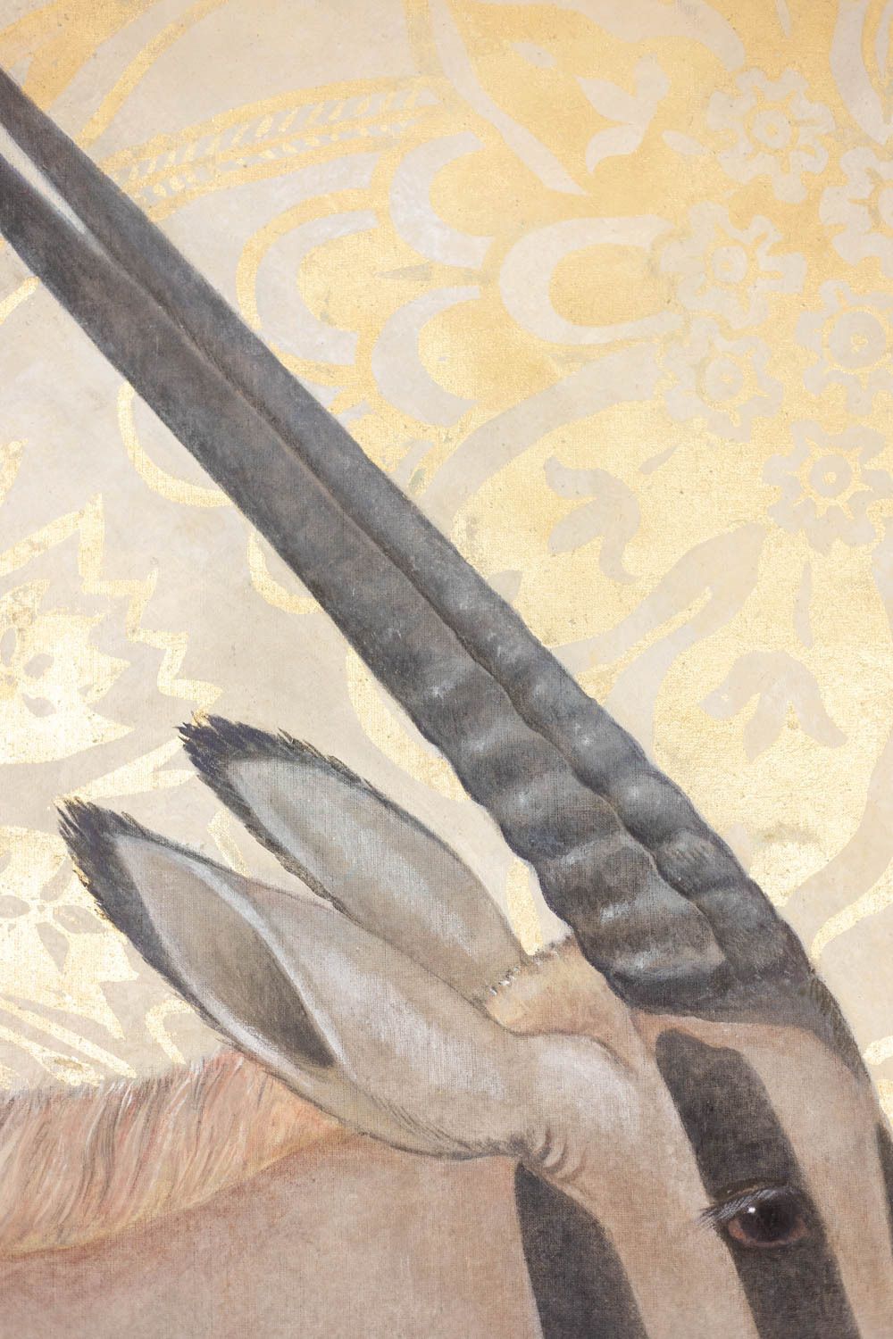 Painted Canvas Representing An Orix On A Gold Background. Contemporary. photo Art