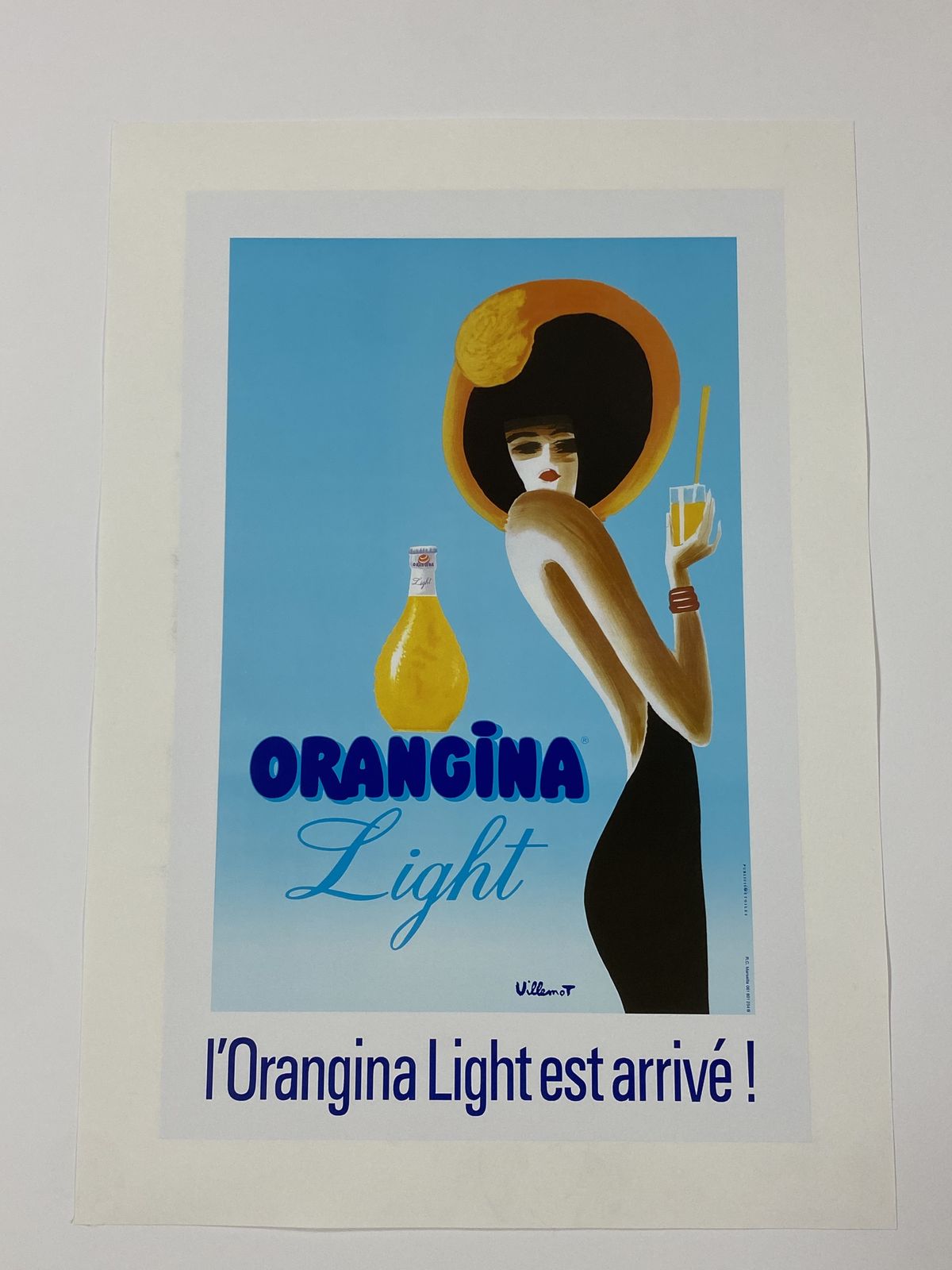 Bernard Villemot, C.A. 1980s   Orangina Light   Original Vintage Poster Cm 60 X 40 photo for sale