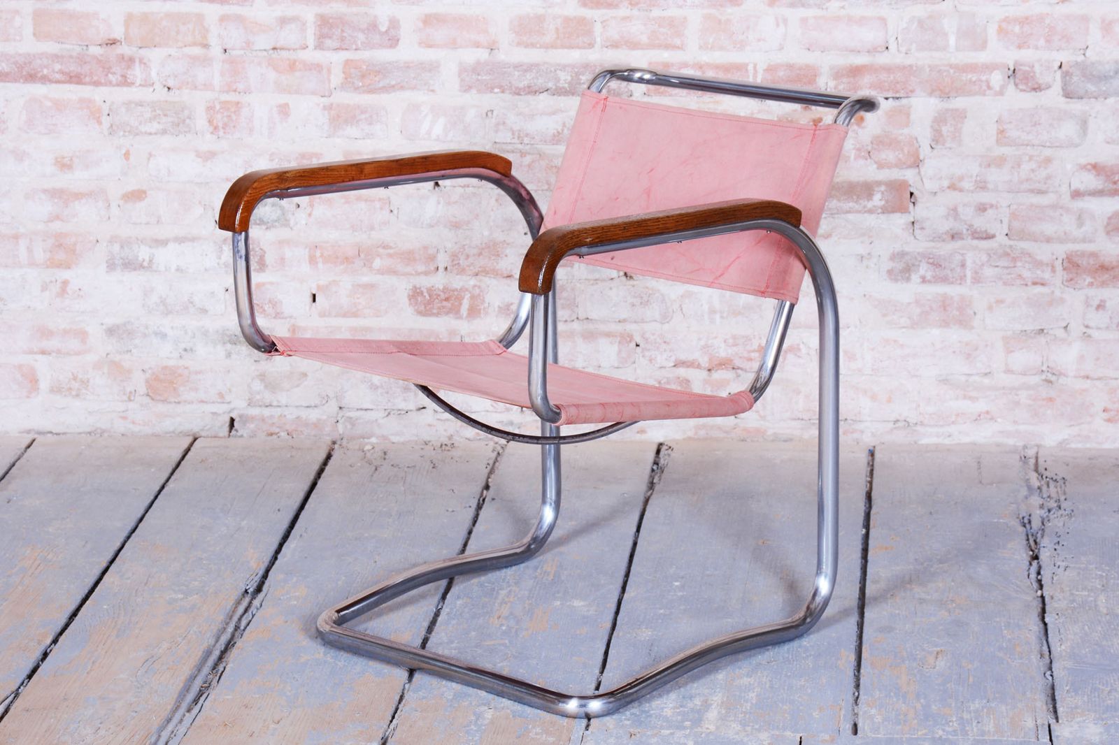 Original Bauhaus Chair, By J. Halabala, Up Zavody, Beech, Chrome, Czech, 1930s photo Furniture