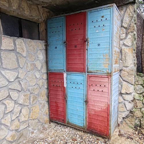 Rare 1940s Metal Factory Lockers – Handmade Industrial Storage, 6 Door, Storage photo furniture