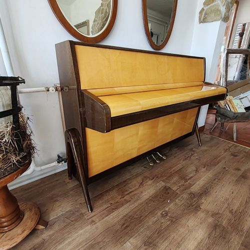 Rare 1957 Sauter Acoustic Piano – Mid Century Walnut & Maple, German Design photo for sale