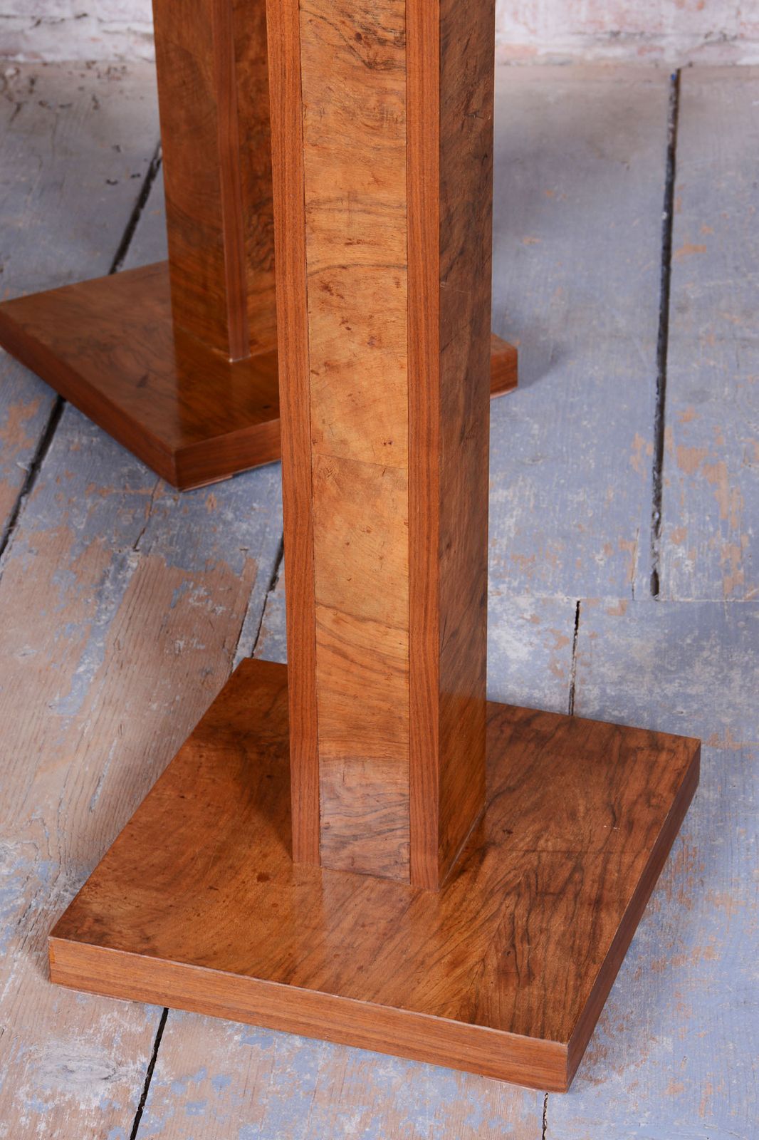 Pair Of Restored Art Deco Pedestals, Walnut, Revived Polish, Czech, 1920s photo vinterior