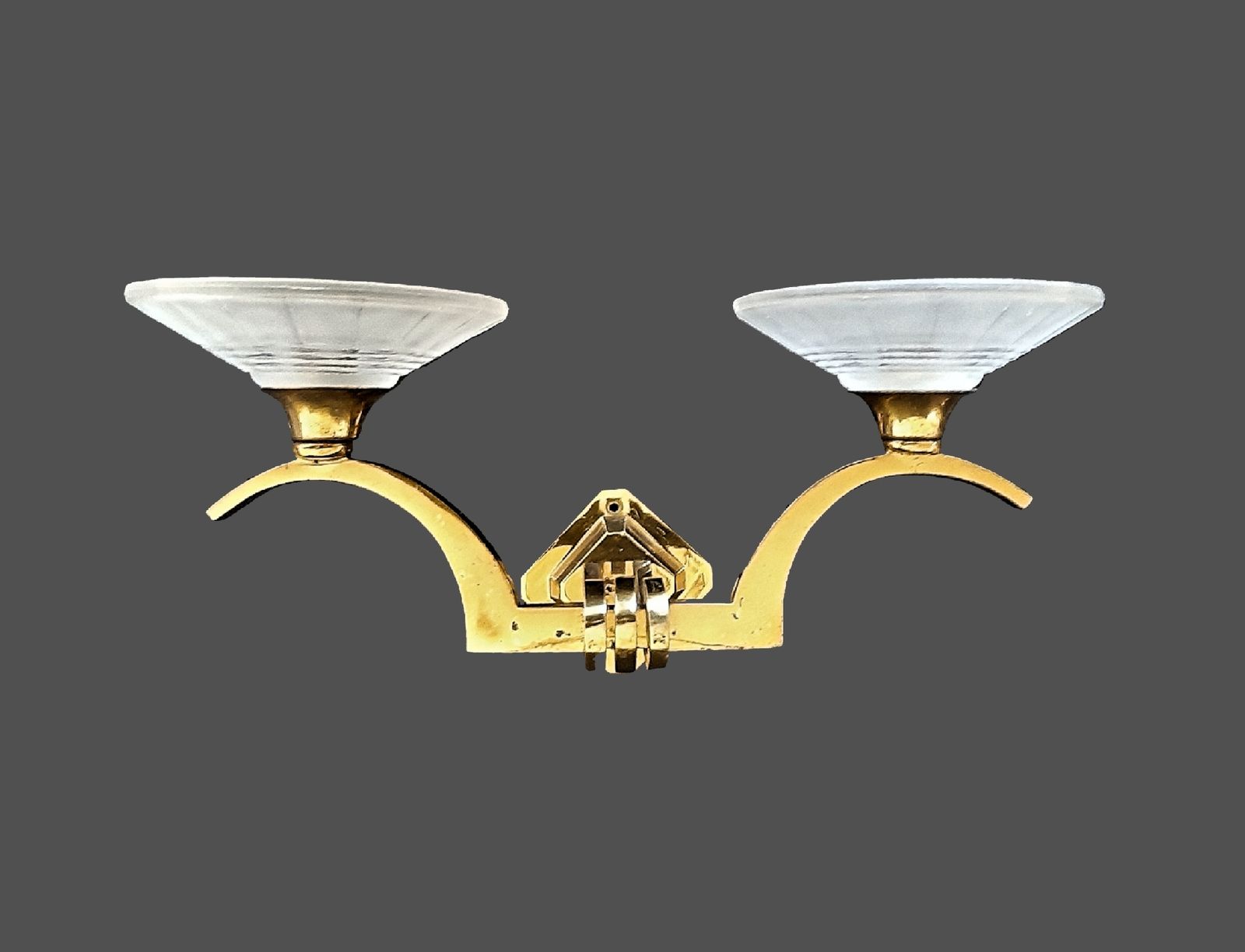 Pair Of Art Deco Wall Sconces For Living Or Dining Room Unique Sleek Design Quality Craftsmanship France 1930s photo Lighting