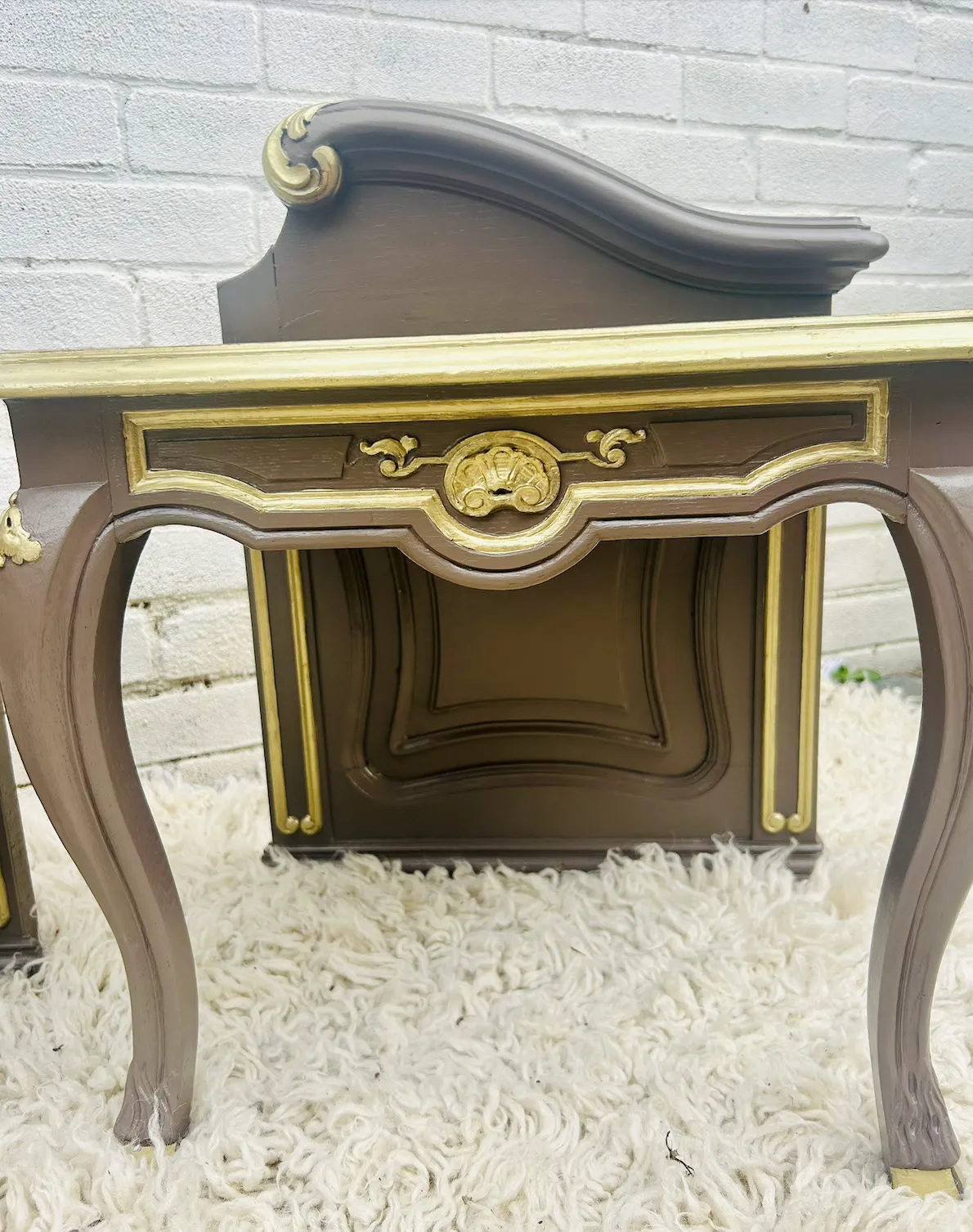 Elegant Detailed Side Table Pair In Coffee And Gold   Unusual photo Furniture
