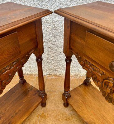 Oak Nightstands With Drawers, 1920s, Set Of 2 photo Furniture