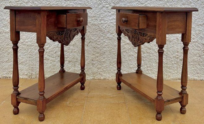 Oak Nightstands With Drawers, 1920s, Set Of 2 photo buy