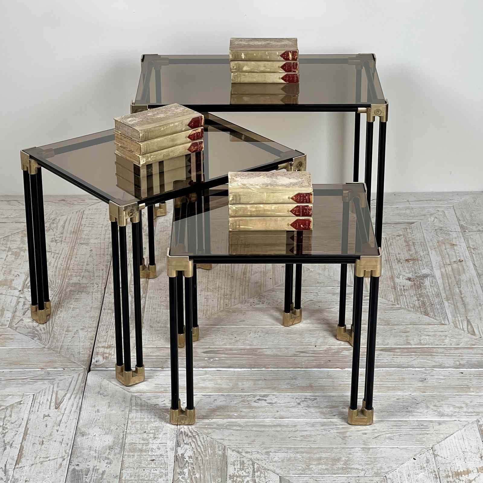 Italian Smoked Glass Nest Of Tables photo 495.0