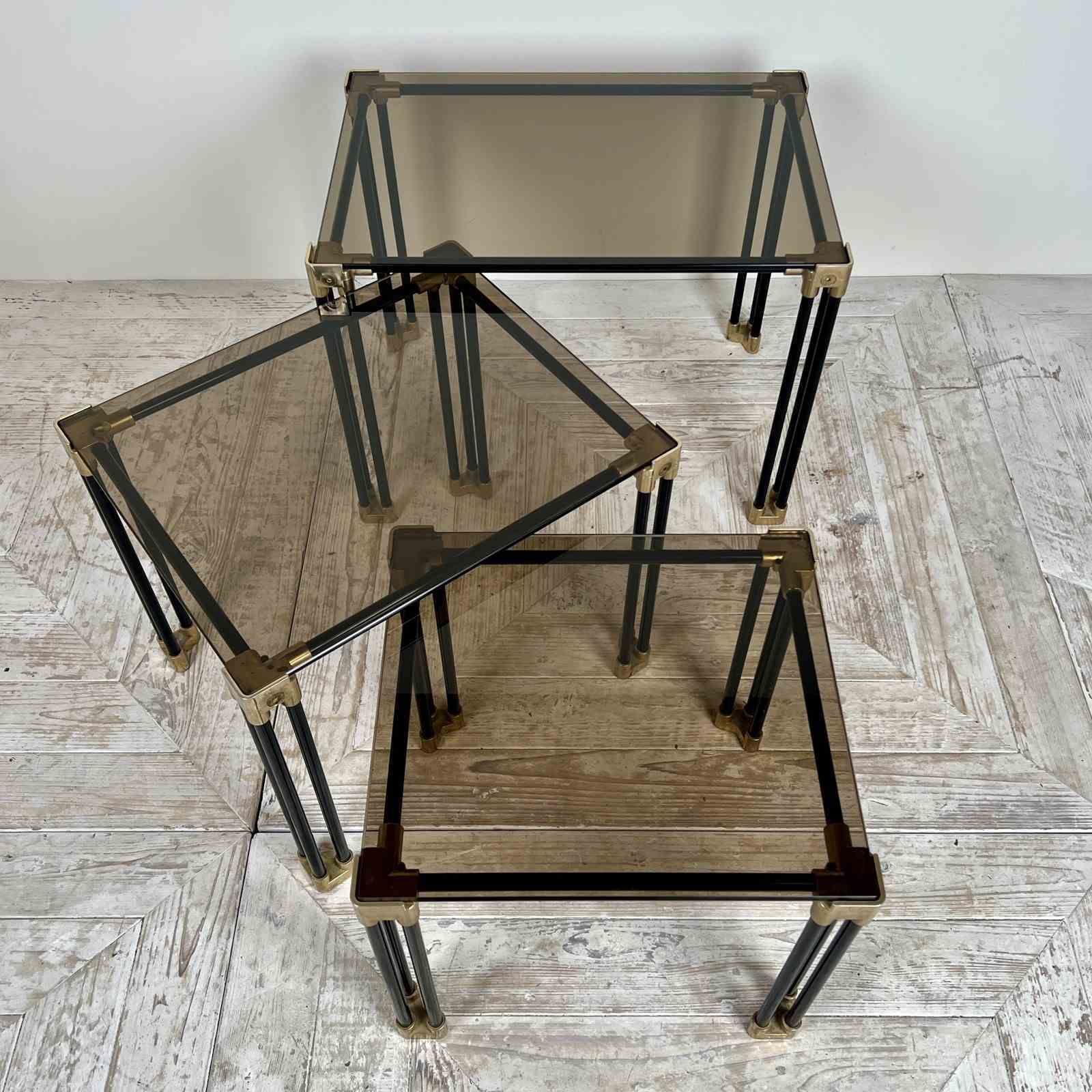 Italian Smoked Glass Nest Of Tables photo buy