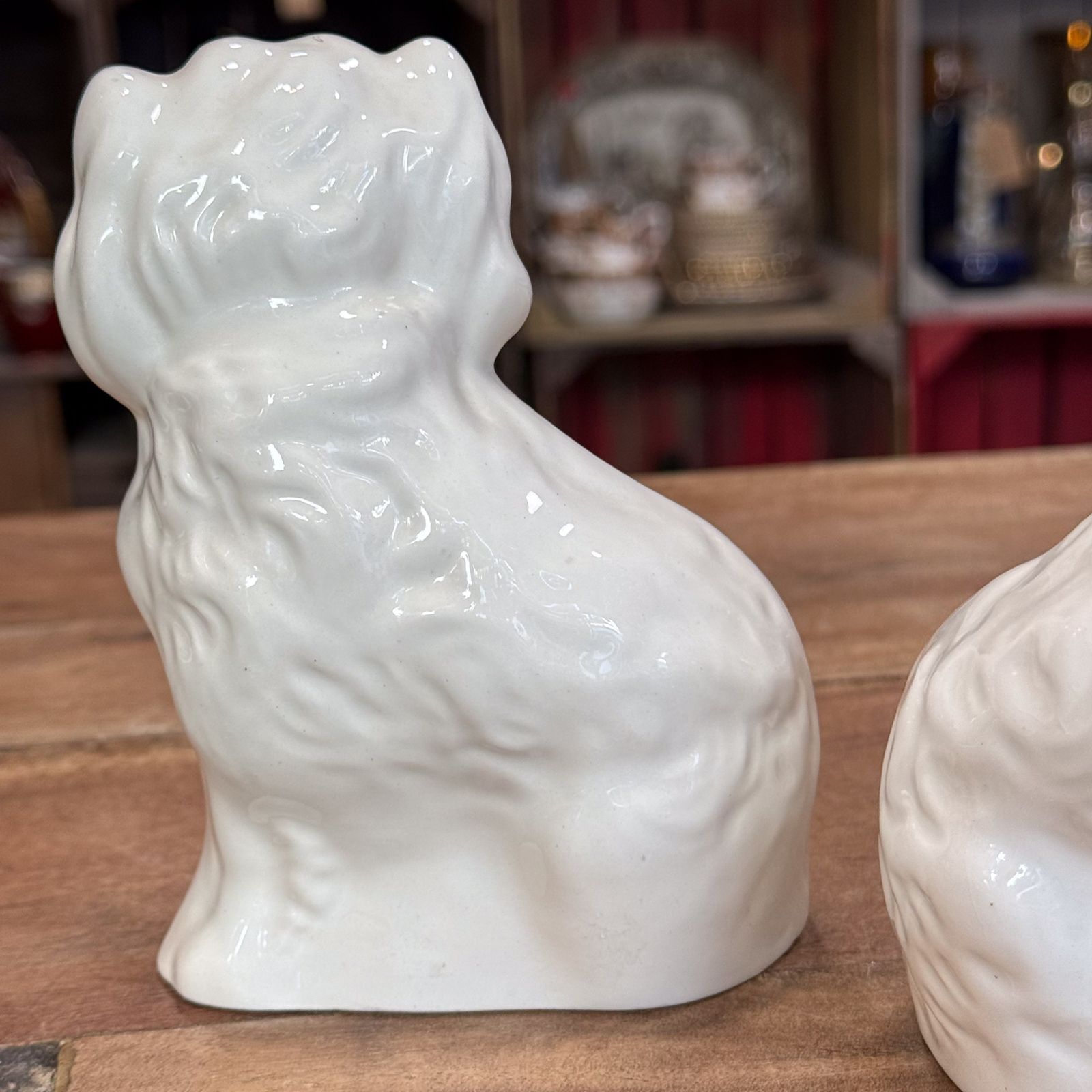 Superb Vintage Beswick 1378 6 White Porcelain Wally Dogs photo vinterior
