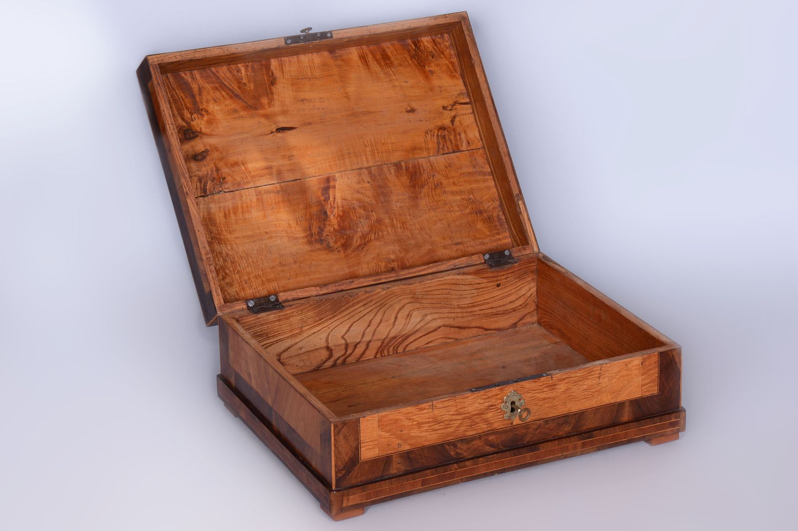 Home Decor Restored Biedermeier Jewelry Box, Ash, Maple, Spruce, Walnut, Czech, 1820s photo