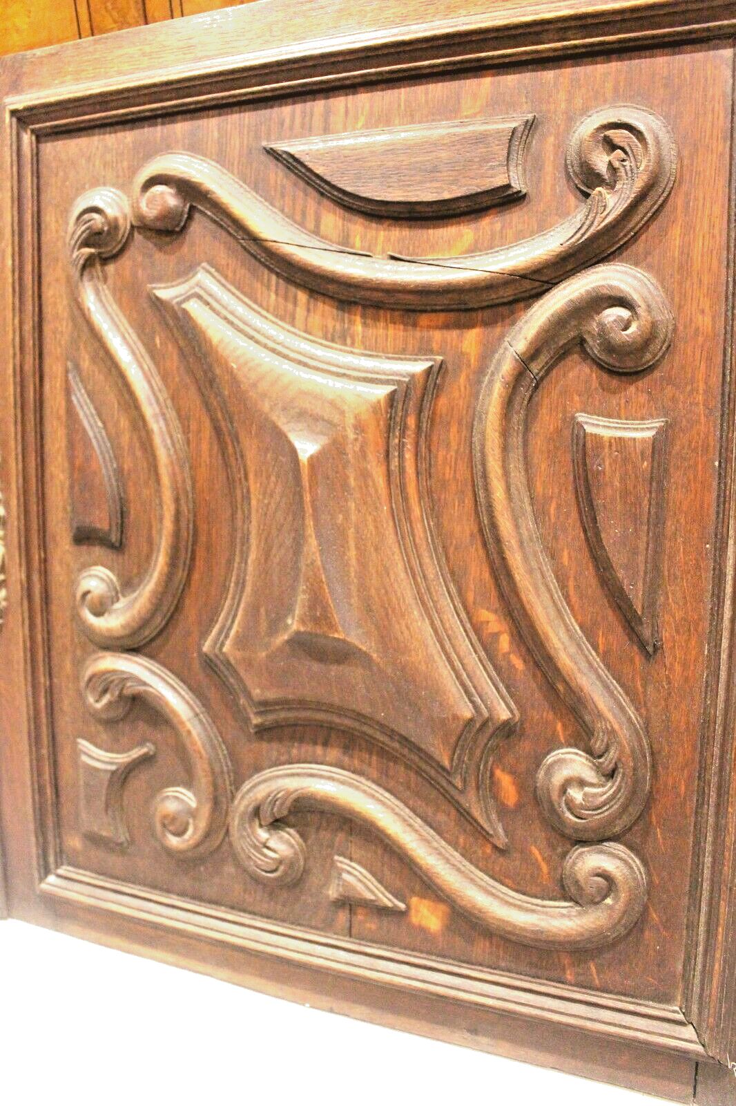 Furniture Arts & Crafts Antique Oak Carved Cupboard Cabinet Door Wall Panels photo