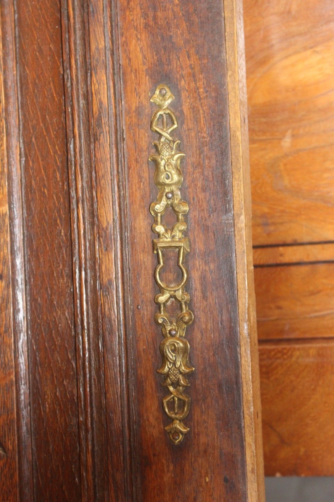 photo vintage French Arts & Crafts Antique Oak Carved Cupboard Cabinet Door Wall Panels