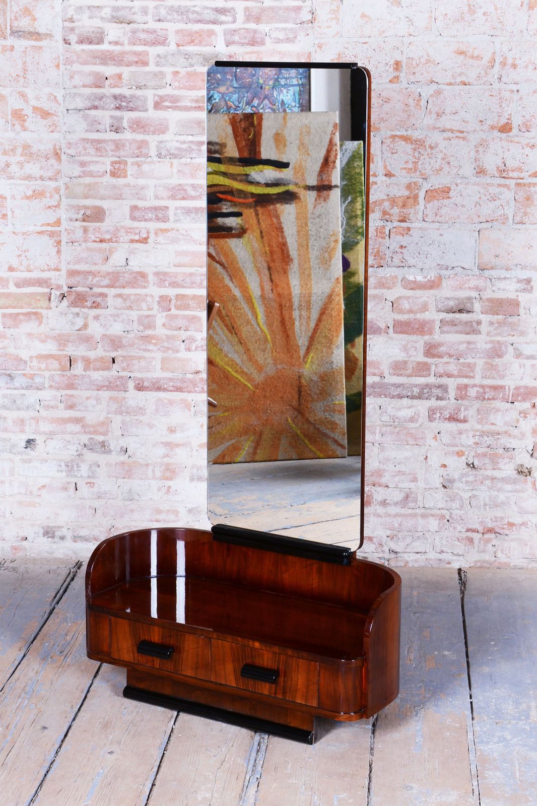 Restored Art Deco Dressing Mirror, By Halabala, Up Zavody, Walnut, Czech, 1930s