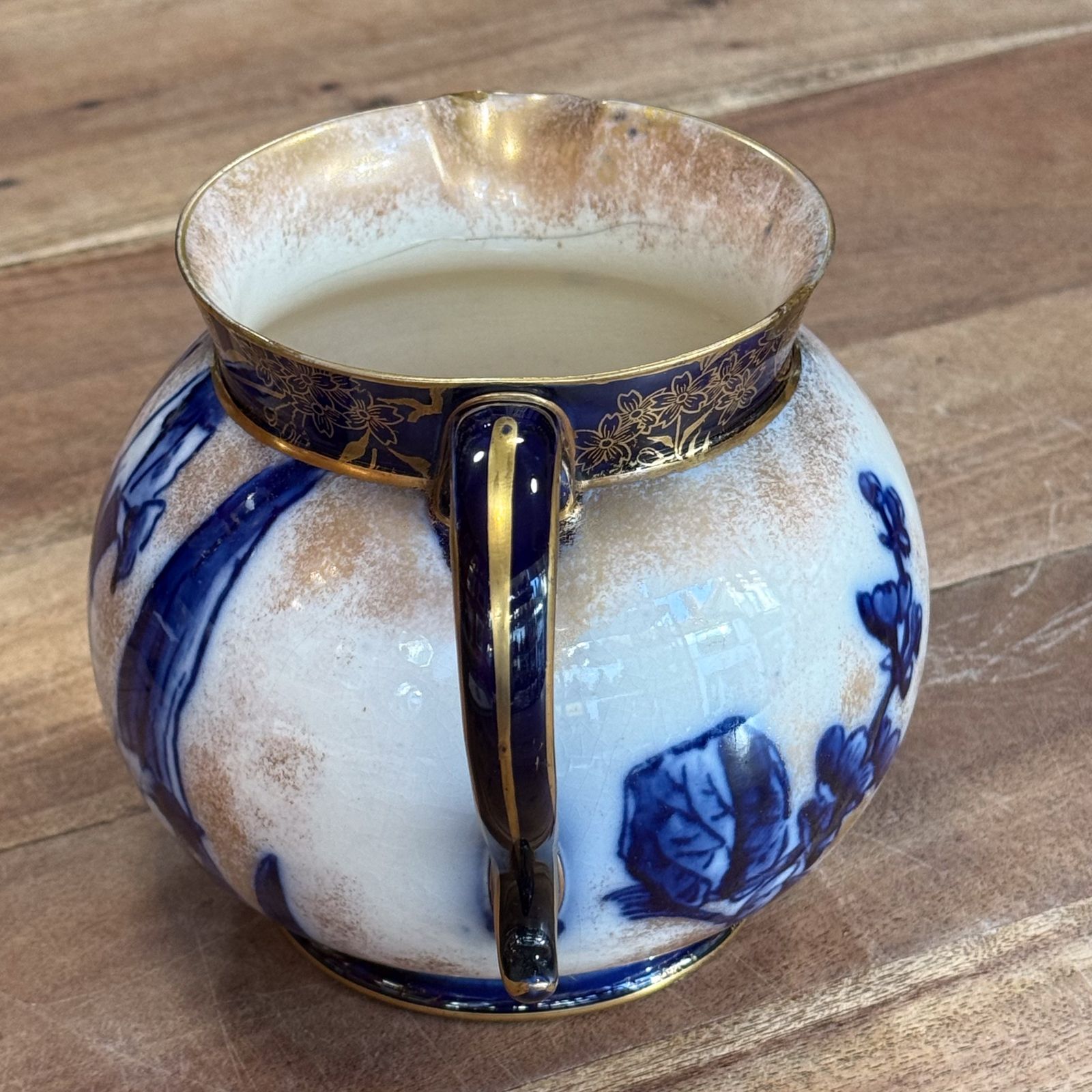 Home Decor Royal Doulton Burslem   Gold, Blue & White Flower Jug photo
