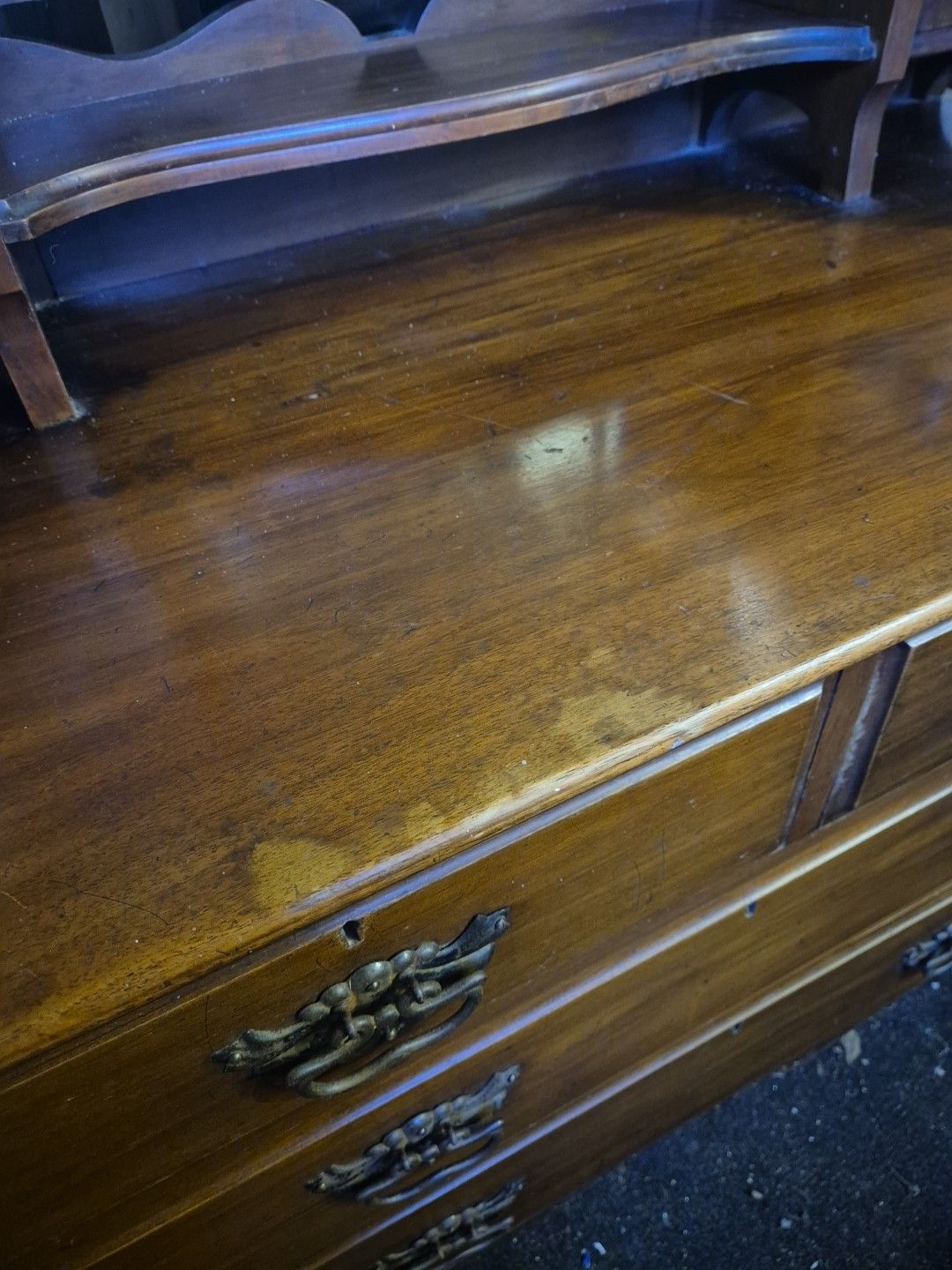 Furniture Edwardian Satin Walnut Batwing Dressing Table / Chest Of Drawers & 7 Mirrors photo