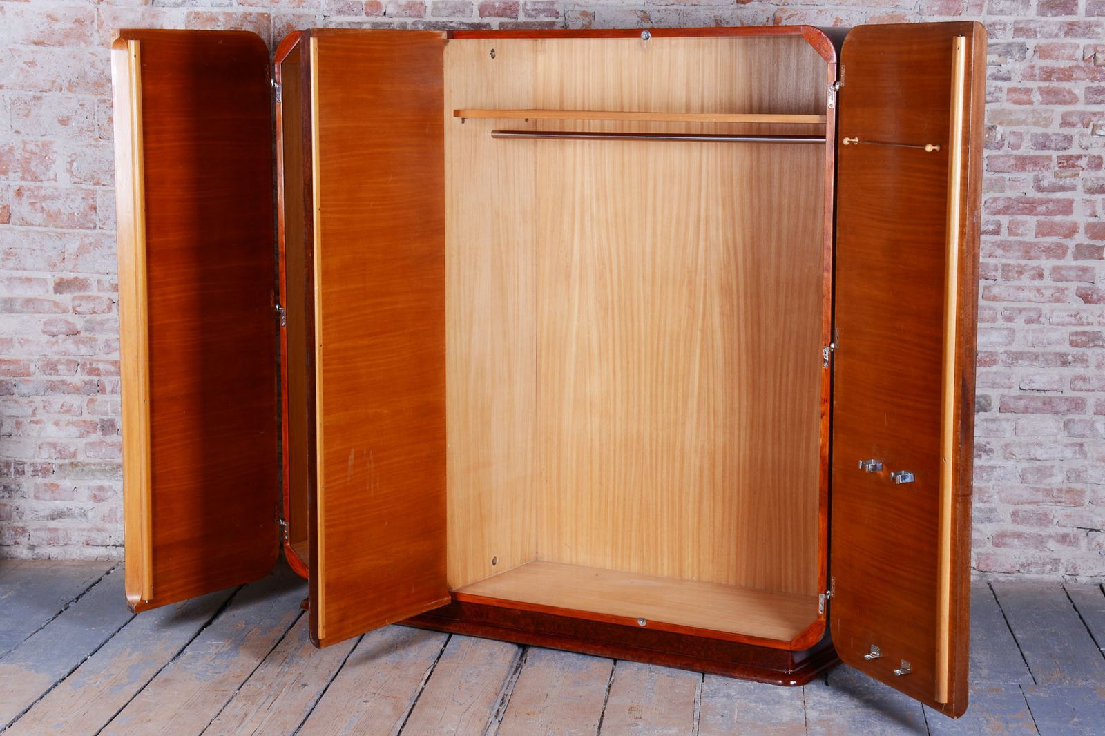 Furniture Restored Art Deco Wardrobe, By J. Halabala, Up Zavody, Mahogany, Czech, 1920s photo