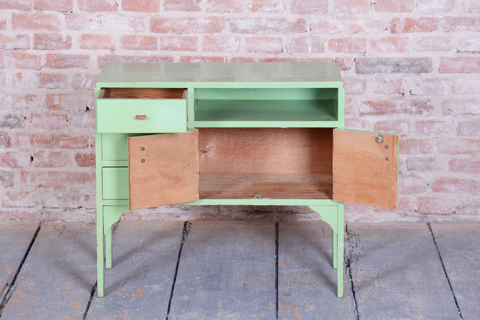 Restored Art Deco Small Cabinet, Spruce, Paint, Revived Polish, Czech, 1920s photo Furniture