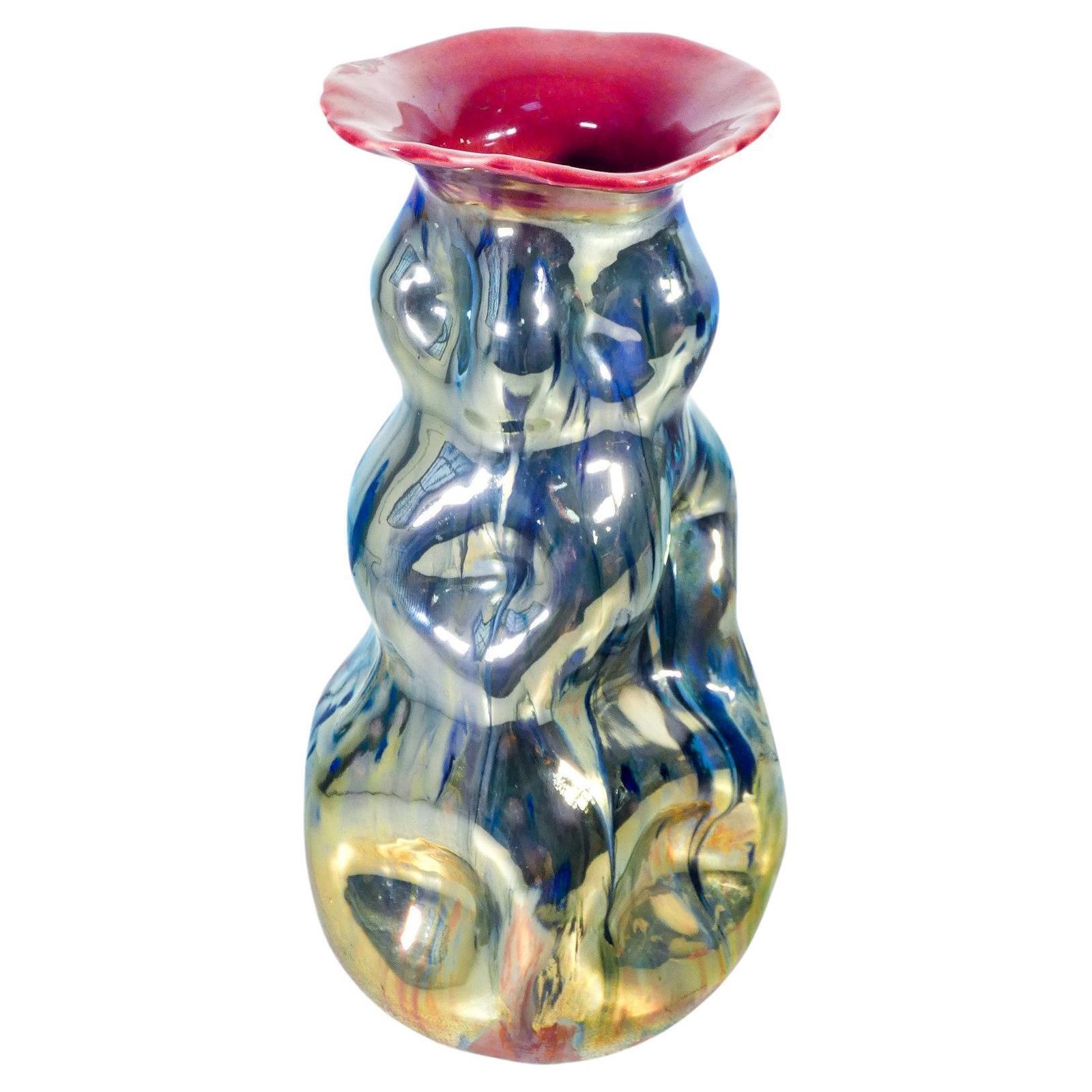 Cermica Vase Signed M.G.A. Decorated With Lustre. Albisola Italy, First 1900