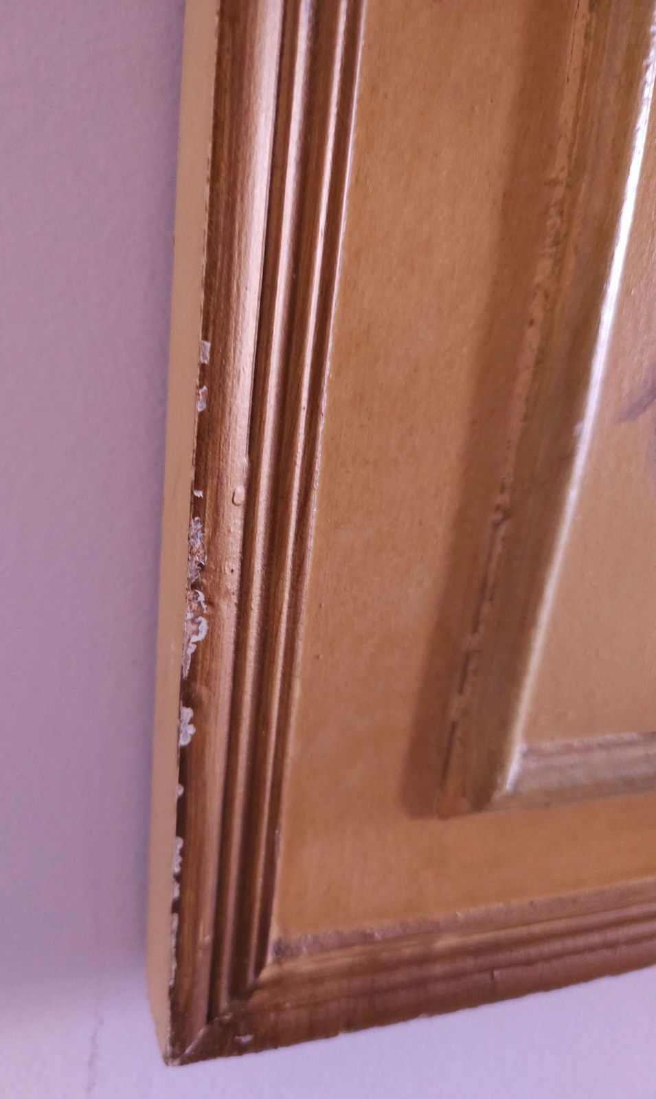 photo furniture Long, Tall, French Farmhouse Style Wall Mirror With Hand Painted Decoration