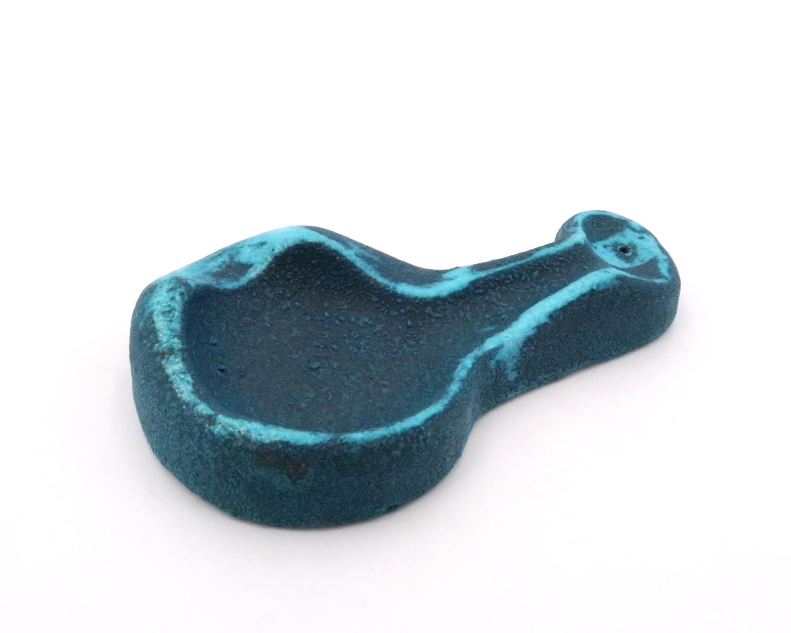 French Ceramic Free Form Blue Ashtray Or Ring Dish By Accolay, France, 1960s / Modern, Modernist photo for sale