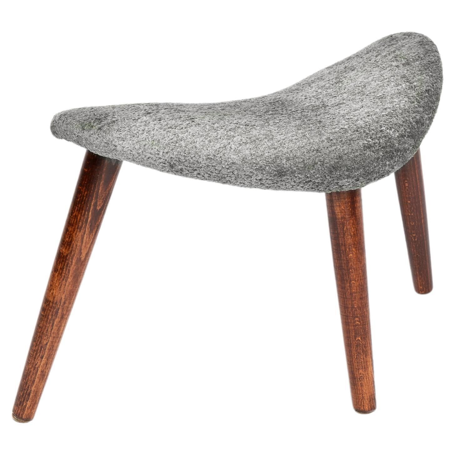 Mini Heart Stool, Gray Velvet, Dark Wood, Europe