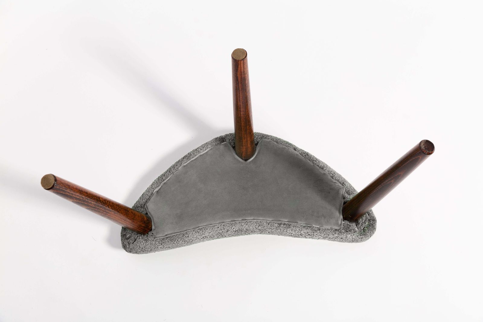 photo furniture Mini Heart Stool, Gray Velvet, Dark Wood, Europe