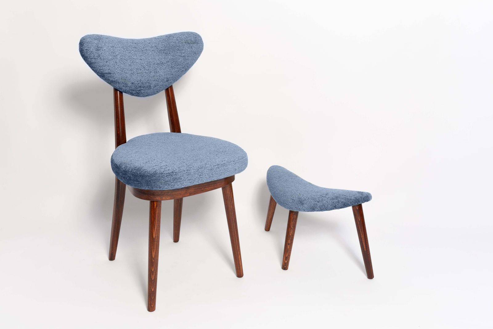 Mini Heart Stool, Blue Velvet, Dark Wood, Europe photo furniture