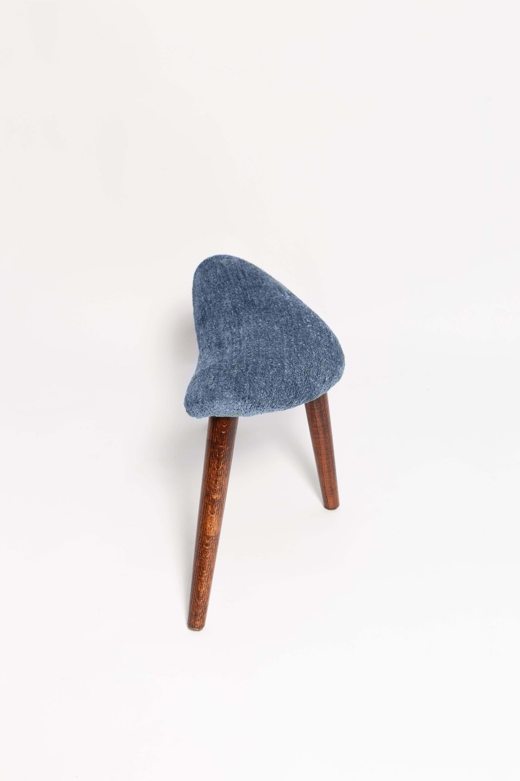 photo for sale Mini Heart Stool, Blue Velvet, Dark Wood, Europe