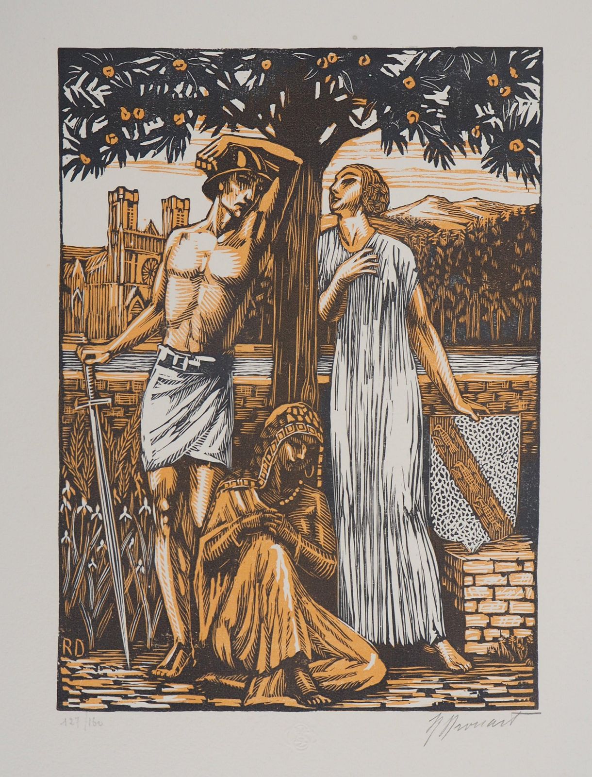 Raphaël Drouartopera  : A Garden On The Orontes   Original Wooodcut, Handsigned1924 photo vinterior