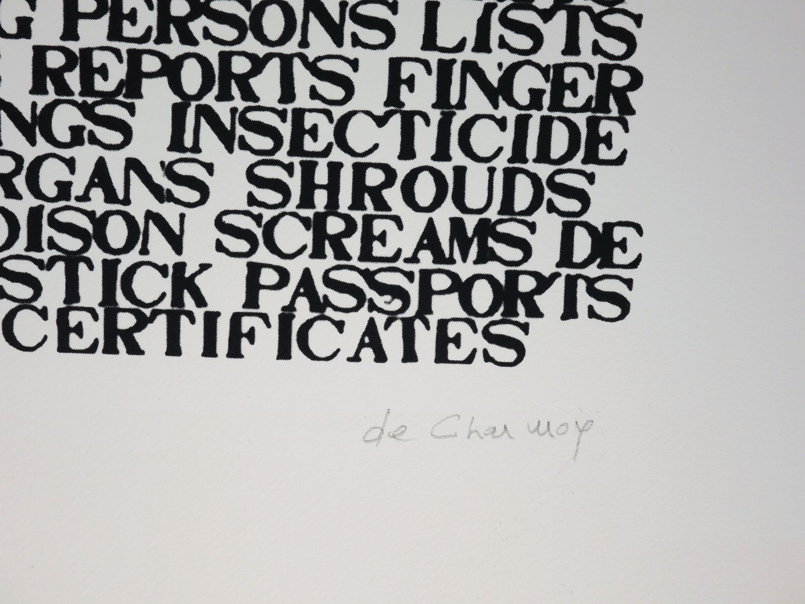 Cozette De Charmoybattlefield List   Handsigned Screen Print1992 photo furniture