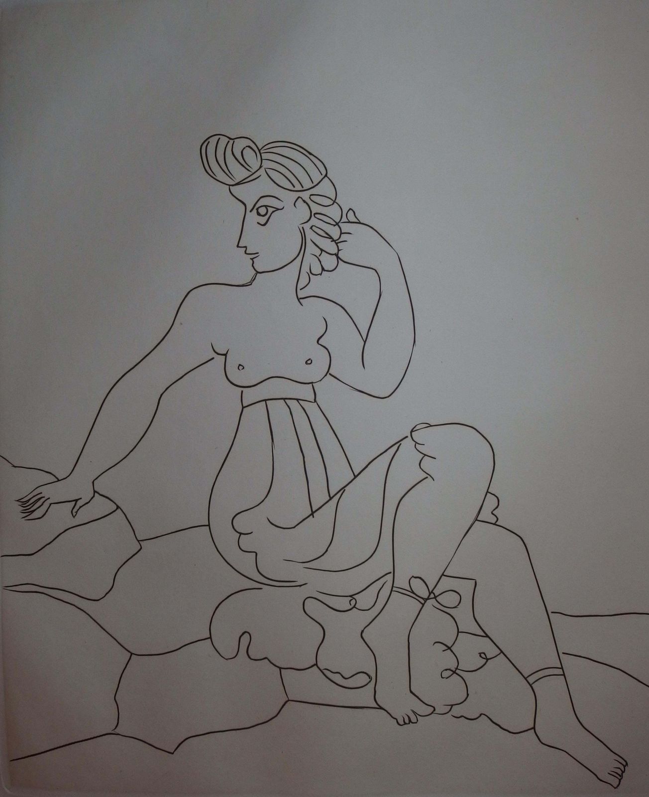 André Deraina Proud Beautiful Woman   Original Etching   19511951 photo for sale