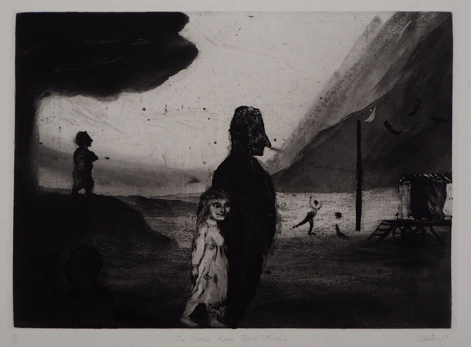 Richard Daviesyoung Girl At The Funfair   Original Handsigned Etching   Limited 30 Copies1983 photo for sale