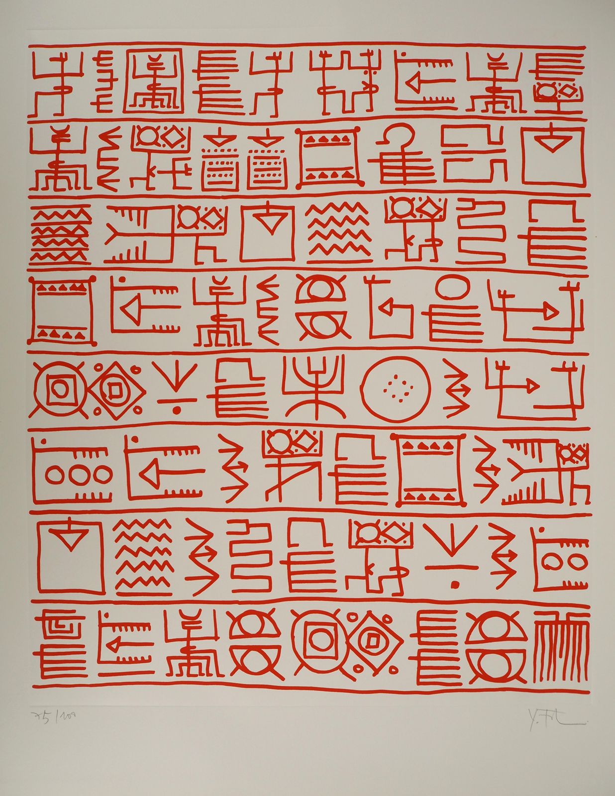 Yona Friedmanarchitect : Pictograms Of Genesis (Orange)   Original Screenprint, Handsigned1975 photo for sale